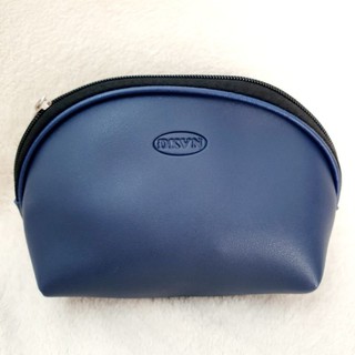 Túi Đựng Mỹ Phẩm Giả Da Simili Màu Đen/ Xanh Navy Có Khóa Kéo Chống Thấm Nước- ví bóp cầm tay nữ