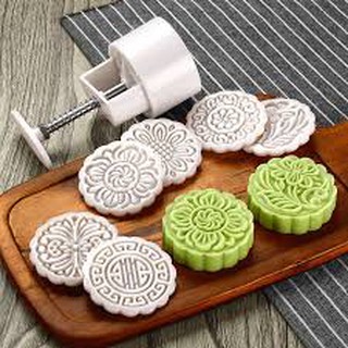 khuôn làm bánh trung thu 3 mặt hình hoa 6,5cm