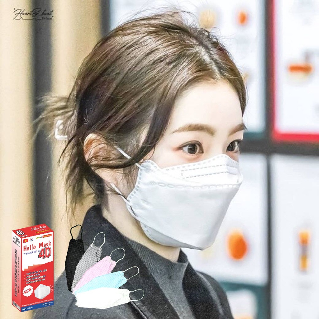 Khẩu trang 4D kháng khuẩn Hello Mask (10c/hộp)