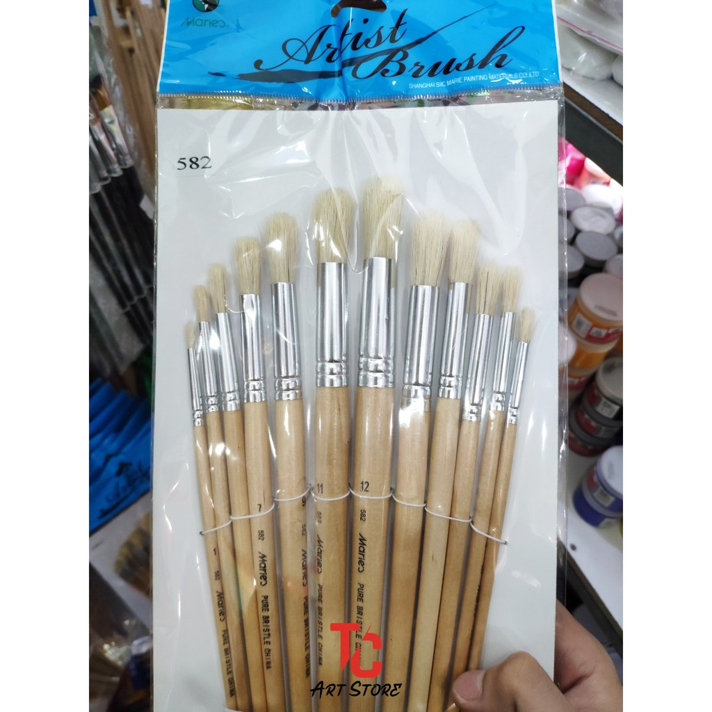 Bộ Cọ Vẽ Đầu Tròn, Cọ Lông Thú Kang Rui Artist Brush12 Cây