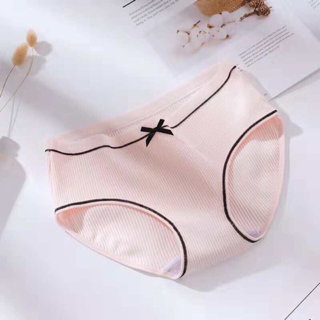 ( Anannshop ) Quần lót gân tăm đính nơ kháng khuẩn cao cấp freesize 42kg-53kg