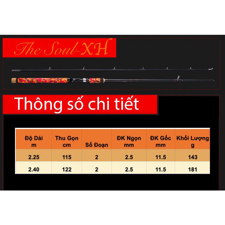 Cần câu lure máy ngang  carbon The Soul-XH đầu bu chống xoắn