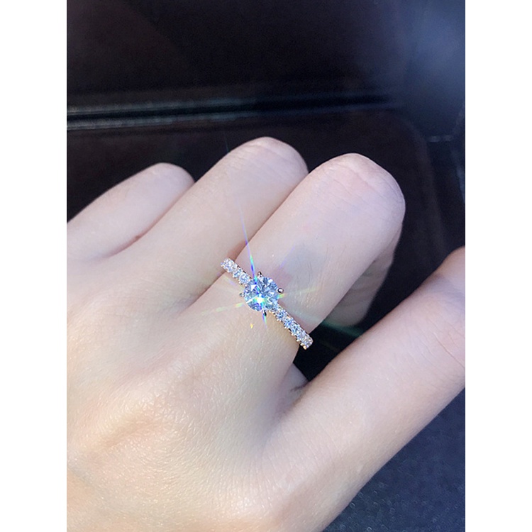 Nhẫn Bạc S925 Đính Đá Sapphire Trắng Tự Nhiên Tinh Tế Đơn Giản