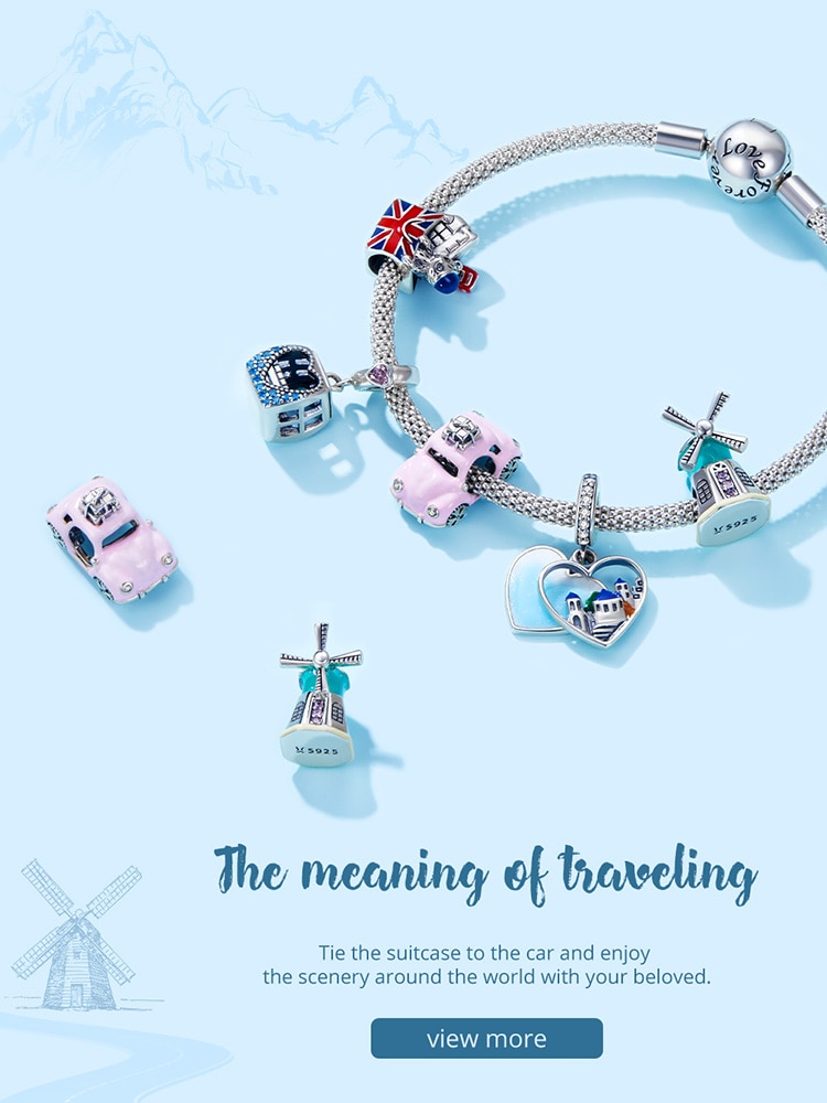 Hạt Xỏ Vòng Tay Bamoer SCC1738 Bằng Bạc Thật 925 Hình Xe Hơi Màu Hồng Để Làm Trang Sức DIY Cho Nữ