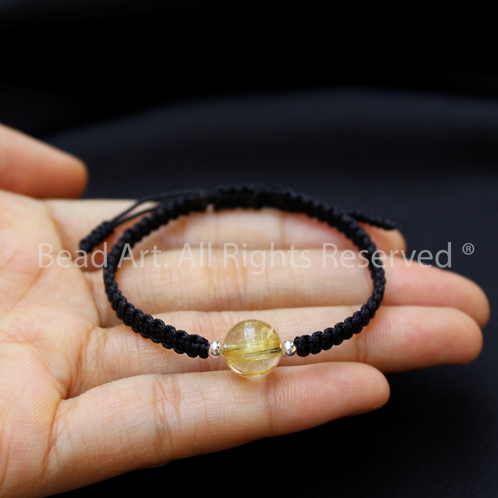 Vòng Tay Thắt Dây T.A Tóc Màu Vàng 10mm Loại A, Thổ, Kim, Vòng Tay Phong Thuỷ, Trang Sức, Chuỗi Hạt S30 - Bead Art