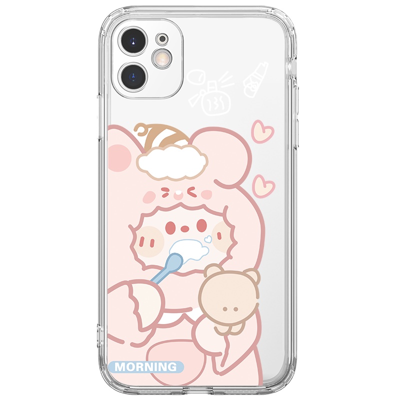 Ốp lưng JURSUE hoạt hình cặp đôi dễ thương đẹp cho iPhone 13 12 11 Pro Max SE 2020 X XR XS ip 8 7 6 6S Plus kute Y140
