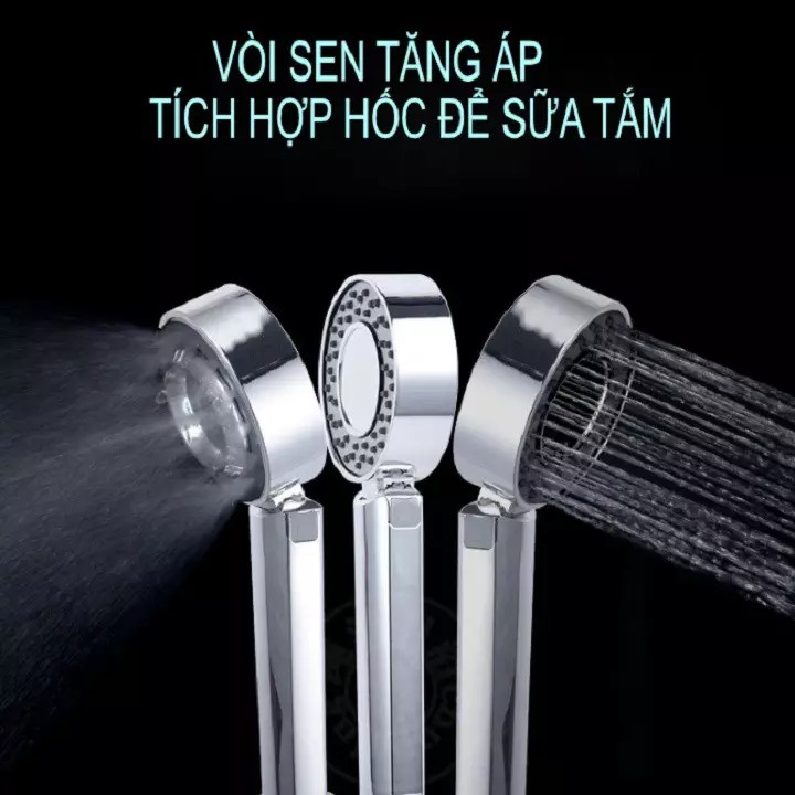 Bát sen tắm 2 mặt, vòi hoa sen tắm tăng áp, tạo bọt mát sa 2 chế độ