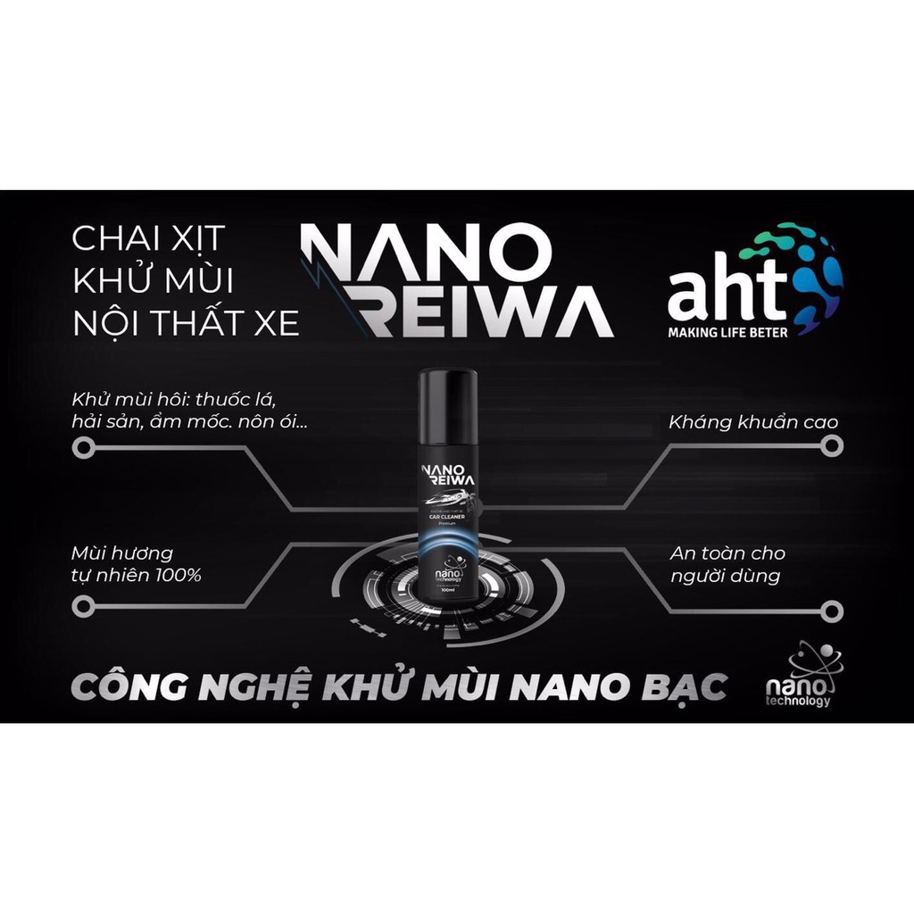 Dung dịch vệ sinh, diệt khuẩn, khử mùi ô tô Nano Reiwa 100ml