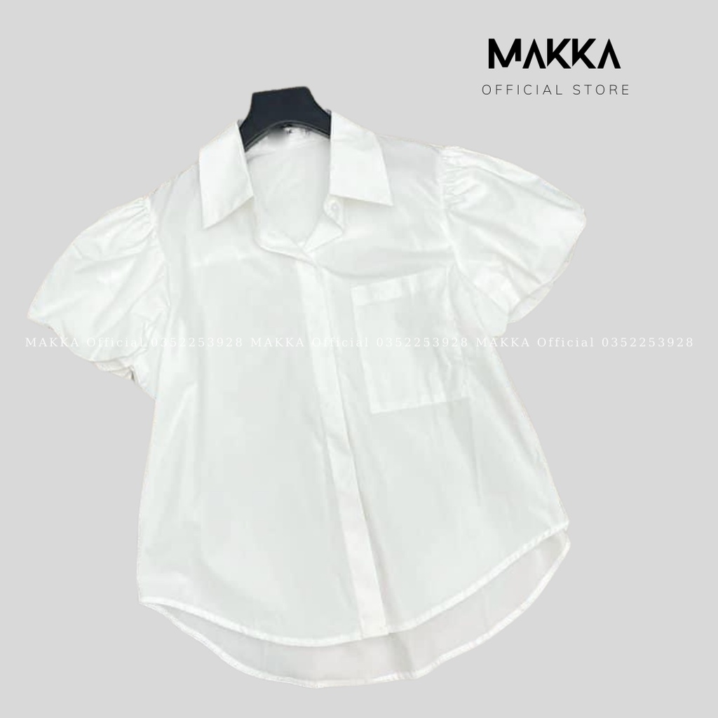 Áo sơ mi nữ tay bồng MAKKA hàng thiết kế thời trang áo sơ mi cộc tay MAKKA.SM4