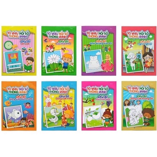Sách - Tô màu nối số thông minh - Combo 8 cuốn theo chủ đề dành cho bé từ 2 đến 7 tuổi