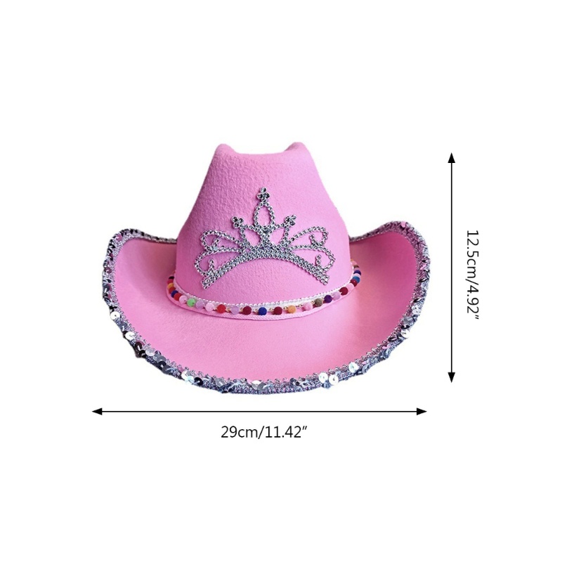 Mũ Cao Bồi Đính Kim Sa Lấp Lánh Phong Cách Retro Phương Tây