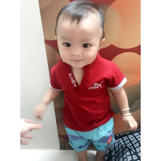 Áo thun cổ trụ bé trai