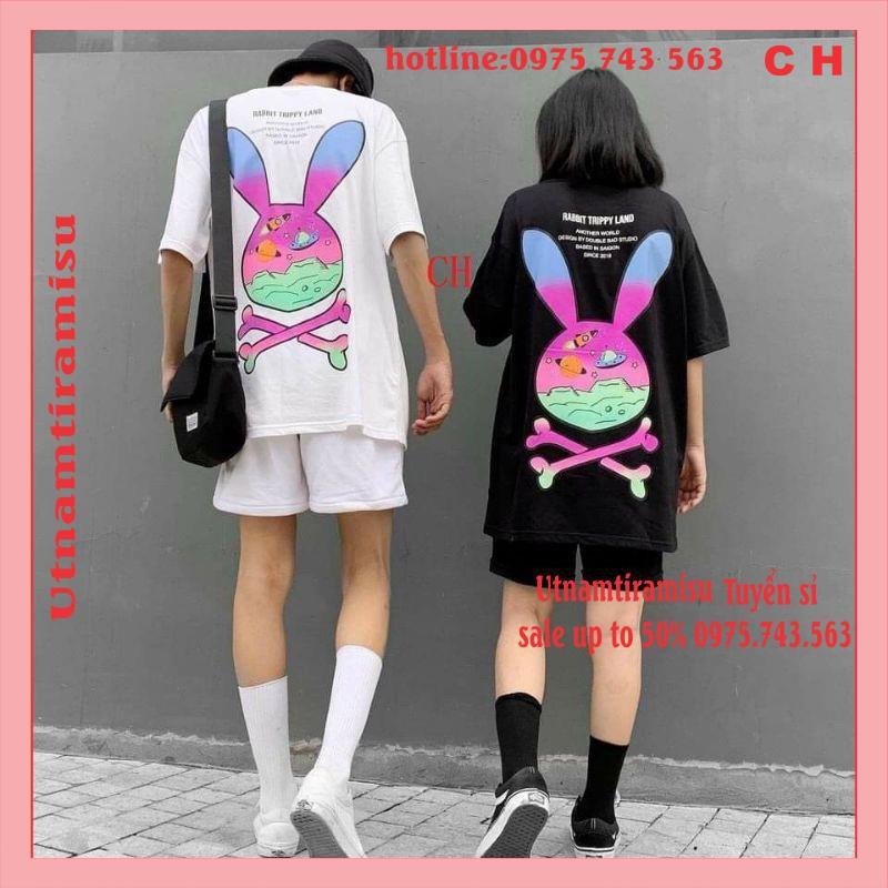 Sét Đồ Bộ Áo Thun Nam Nữ THỎ Xương Chéo LAND From Rộng Unisex +Quần short ❤ Set Thời trang nam nữ; đồ mặc nhà