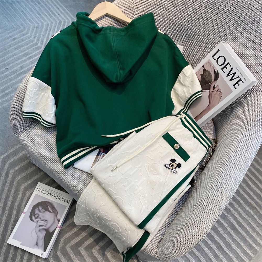 Set đồ thể thao mùa hè cao cấp phong cách phương Tây có mũ trùm đầu size lớn hợp thời trang cho nữ