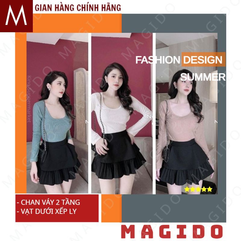Chân váy 2 tầng 💚chân váy nữ -xếp ly có lót bên trong cực đẹp, phong cách ulzzang -vintage hot 2021 MAGIDO -