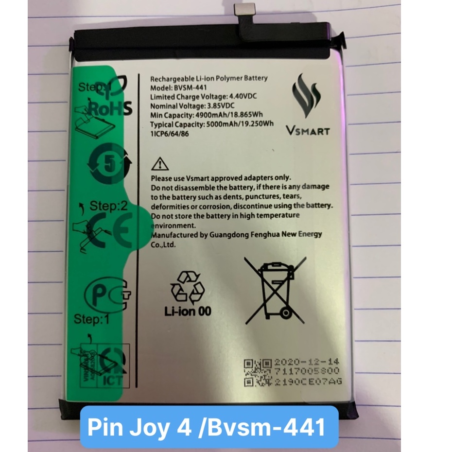 Pin Joy 4 /Bvsm-441 / Vsmart / 4900mAh / zin / bảo hành 3 tháng