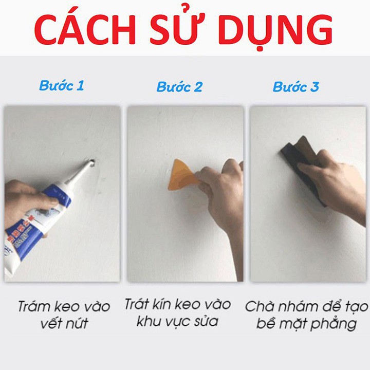 Keo trám vết nứt tường vá tường đa năng chống ẩm mốc bong tróc sơn màu trắng 250g