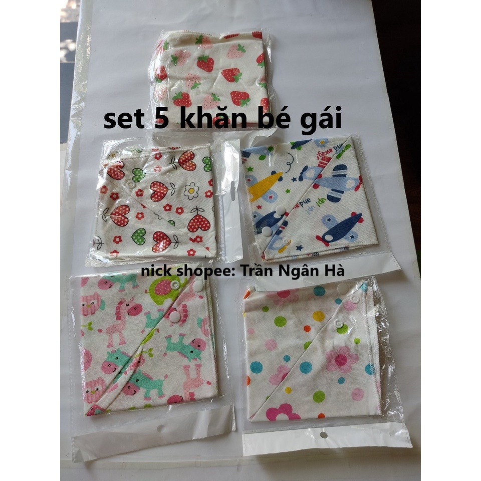 Set 5 khăn yếm tam giác cotton cho bé trai/bé gái