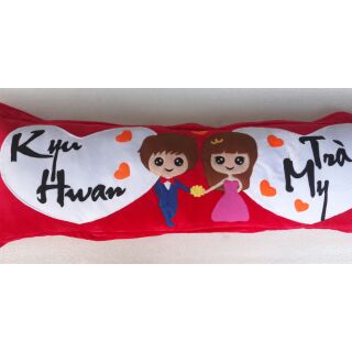 Gối đôi. Gối giao đầu. Gối tân hôn.  nhung handmade cao cấp làm theo yêu cầu. Hàng đặt trước