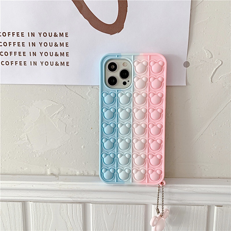 Ốp iphone, ốp điện thoại hình gấu 3D màu kẹo ngọt Pop It 7/7 Plus/8/8 Plus/XS Max/11/11 Pro/11 Pro Max/12/12 Pro