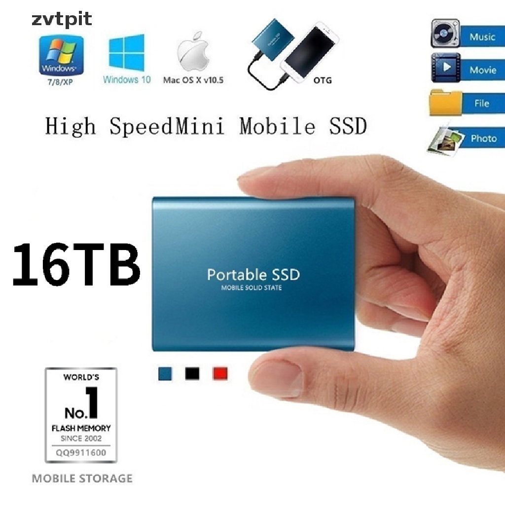 [ZVPT] Mini SSD 16TB External Hard Drive For Desktop Laptop Computer DSF