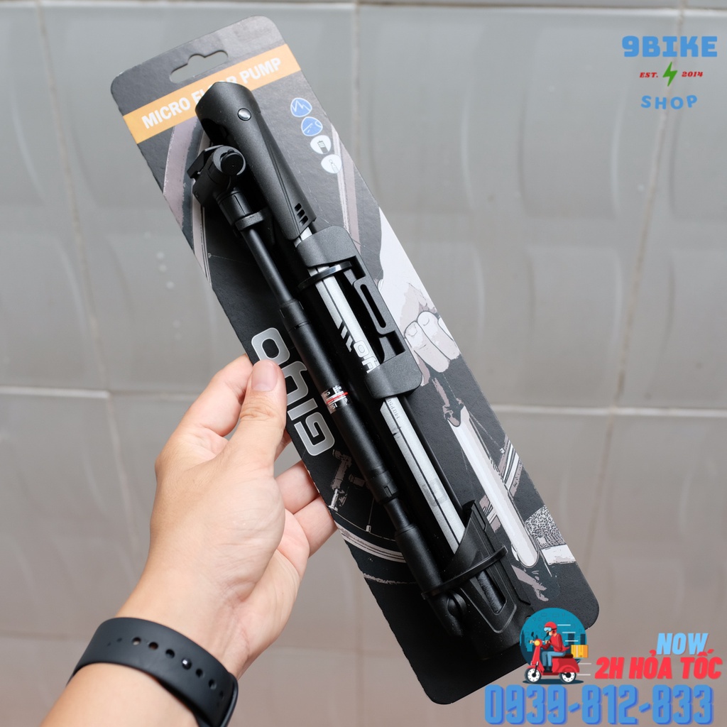 Bơm mini xe đạp Giyo GM-641 có đồng hồ đo áp suất