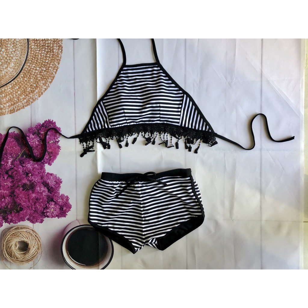 Bikini Yếm Quần Sọc Đen Trắng  ( Bộ Sưu Tập Đồ Bơi Nữ ) | BigBuy360 - bigbuy360.vn