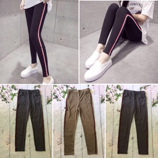 Quần thun legging viền sọc hình chụp thật