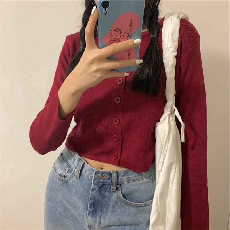 IELGY Áo Khoác Len Dệt Kim Mỏng Tay Dài Thời Trang Xuân Hè Cho Nữ