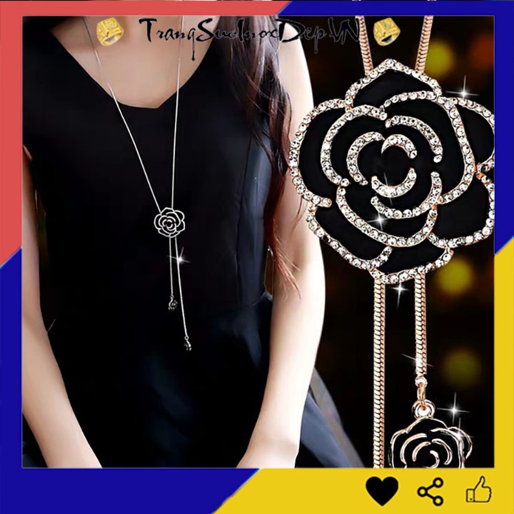 Dây chuyền nữ phong cách Hàn Quốc kiểu dài Hoa Hồng Đen cá tính siêu đẹp, hợp thời trang, mang phong cách, dễ phối đồ