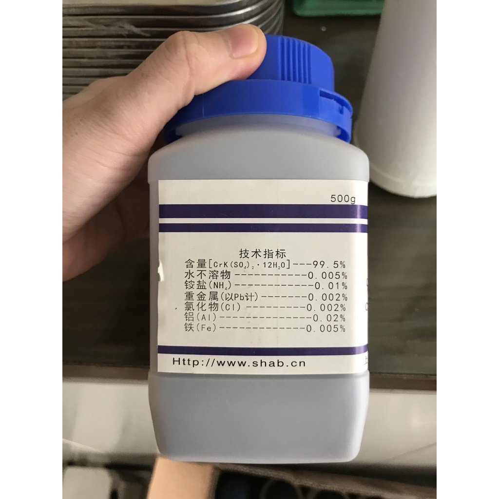 Phèn crom lọ 500g Kcrso4 KCr(SO4)2 phèn làm tinh thể CrK(SO4)2 chromium potassium sulfate dodecahydrate