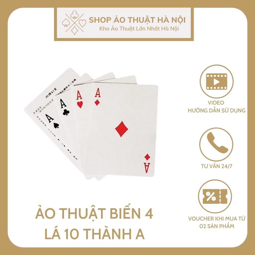 Đồ Chơi Ảo Thuật Biến 4 lá bài 10 thành 4 Lá Át Biểu Diễn Đường Phố Độc Lạ Giá Rẻ Sáng Tạo Thông Minh Cho Bé