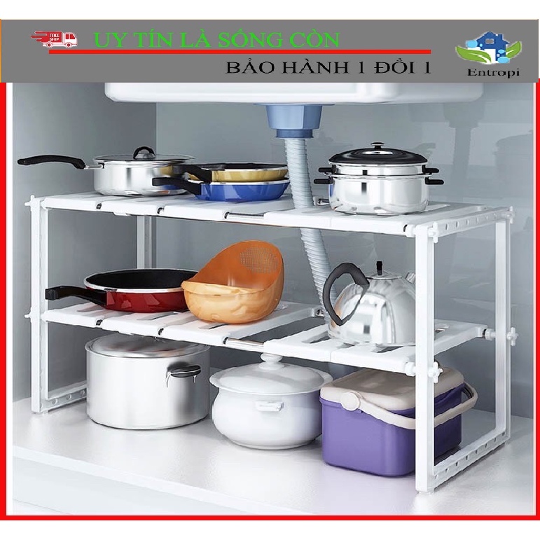 Kệ để đồ nhà bếp , Kệ gầm bếp 2 tầng đa năng tiện dụng tiết kiệm không gian nhà bếp