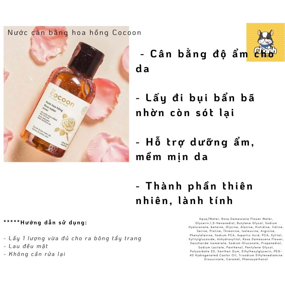 Nước cân bằng chiết xuất hoa hồng The Cocoon 140 mL