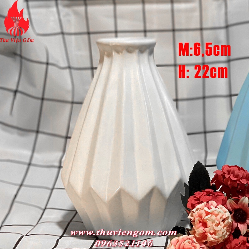 Lọ hoa gốm sứ Lọ hoa trang trí Decor men trắng Pastel Bát Tràng