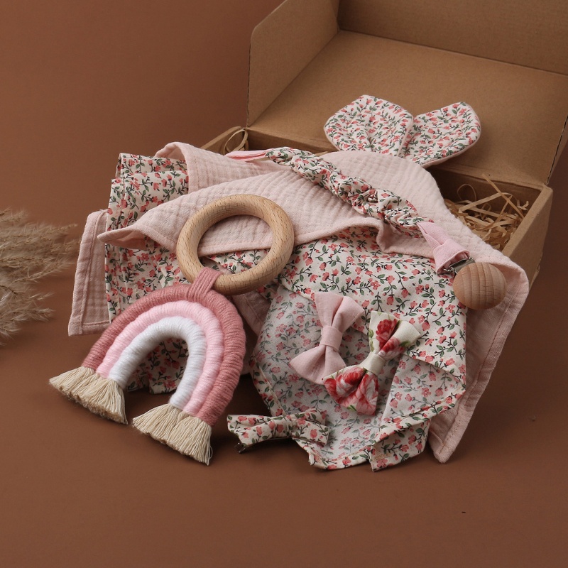 Bộ Dây Kẹp Núm Vú Giả + Kẹp Tóc Bằng Cotton Cho Bé