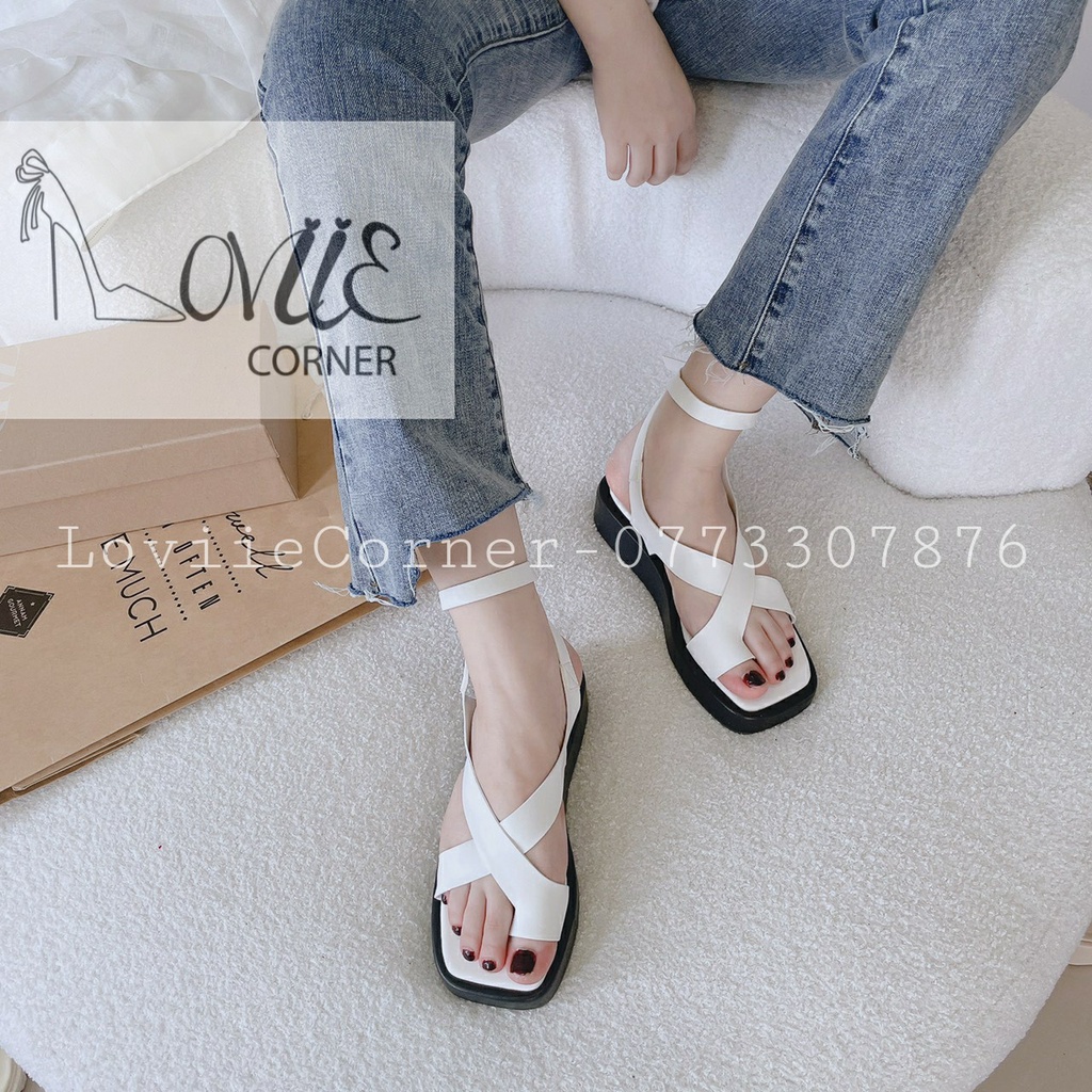 SANDAL NỮ HIỆN ĐẠI LOVIIECORNER - GIÀY THỜI TRANG PHONG CÁCH NỮ TÍNH QUAI NGANG KẸP CHÉO ĐẾ BẰNG S220720