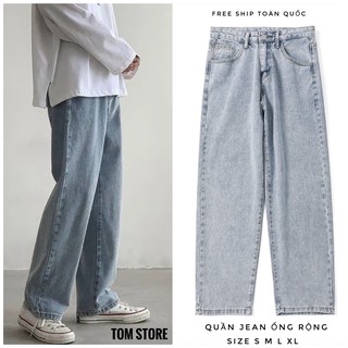 Quần Jean baggy nam ống rộng , jeans unisex - Quần bò dáng suông rộng -phong cách Hàn Quốc