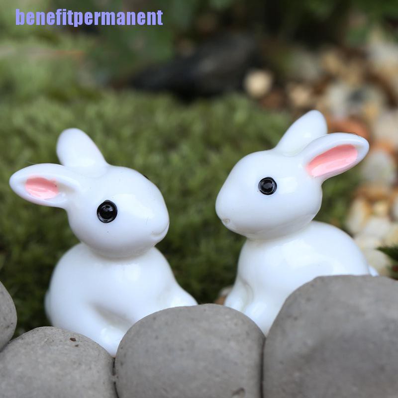 Benefitpermanent✹★ Set 2 Tượng Thỏ Mini Trang Trí Sân Vườn