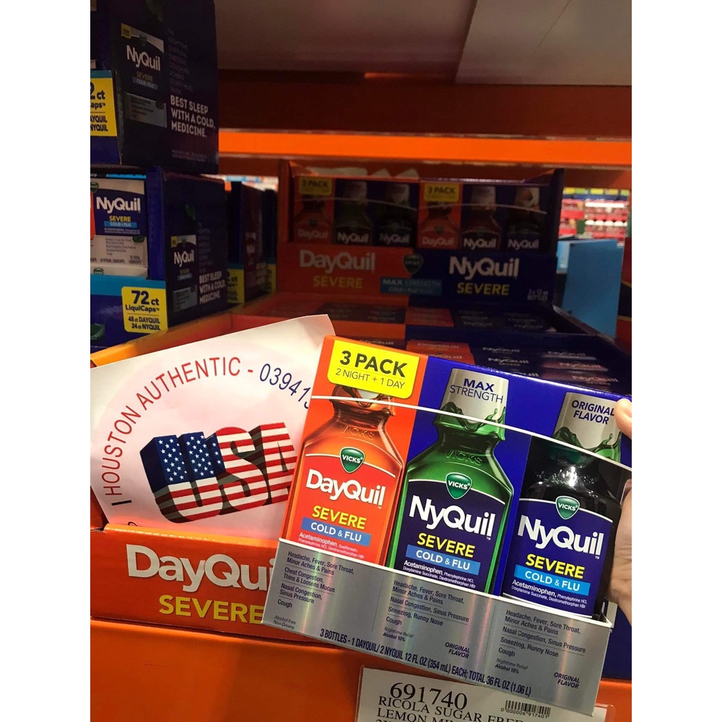 Set 3 chai siro Vicks DayQuil & NyQuil Cold & Flu Severe 1.06L _ Live mua hàng tại Mỹ