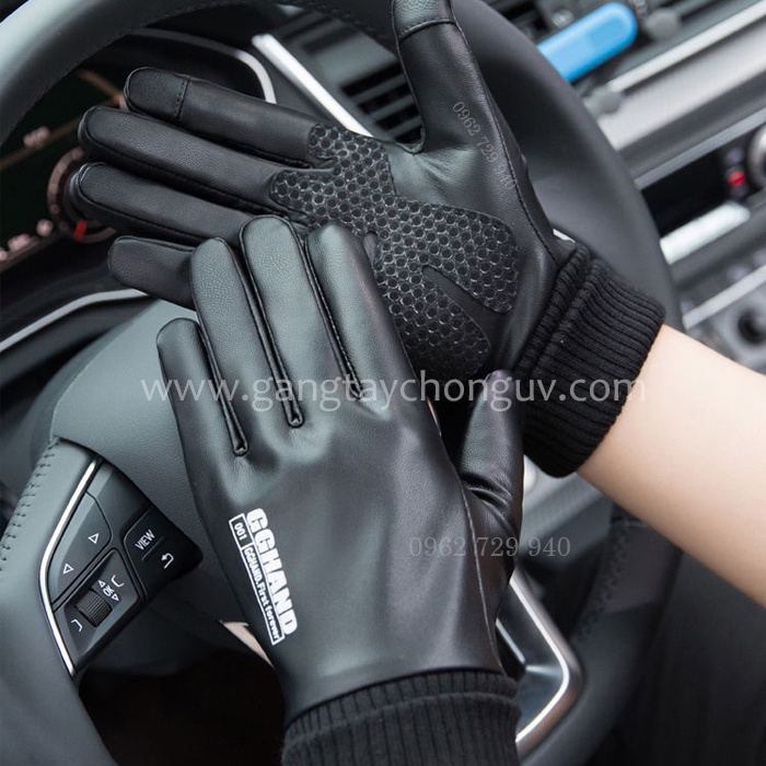 Găng tay da Full ngón lái xe mùa đông chống nước/chống trượt Freesize | Bao tay xe máy mùa đông lót nỉ giữ ấm, thật tay