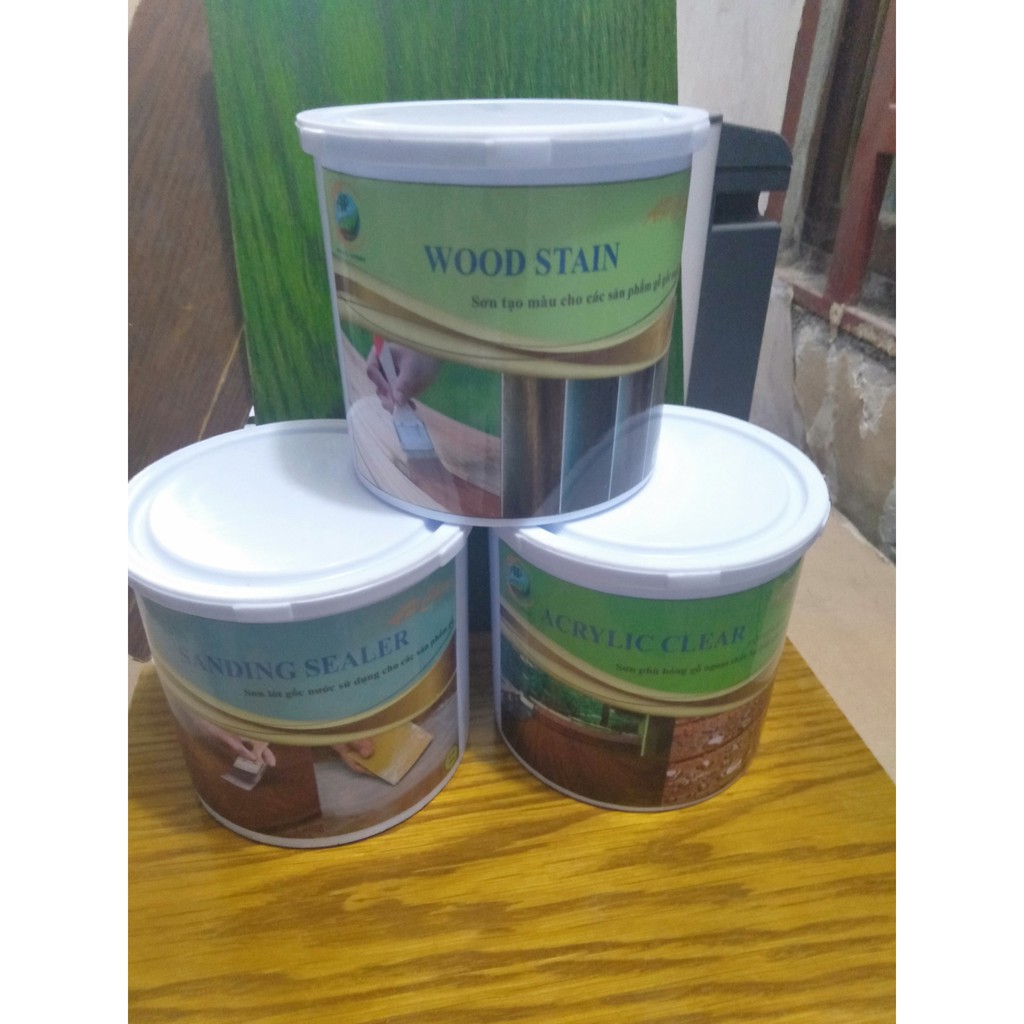 Trọn bộ sơn gỗ gốc nước-3KG