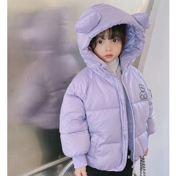 Áo phao siêu nhẹ bé gái &quot;TAI GẤU&quot; 8-20kg, áo phao ấm áp mùa đông bé trai 1-5 tuổi. Phao mềm mại. G46