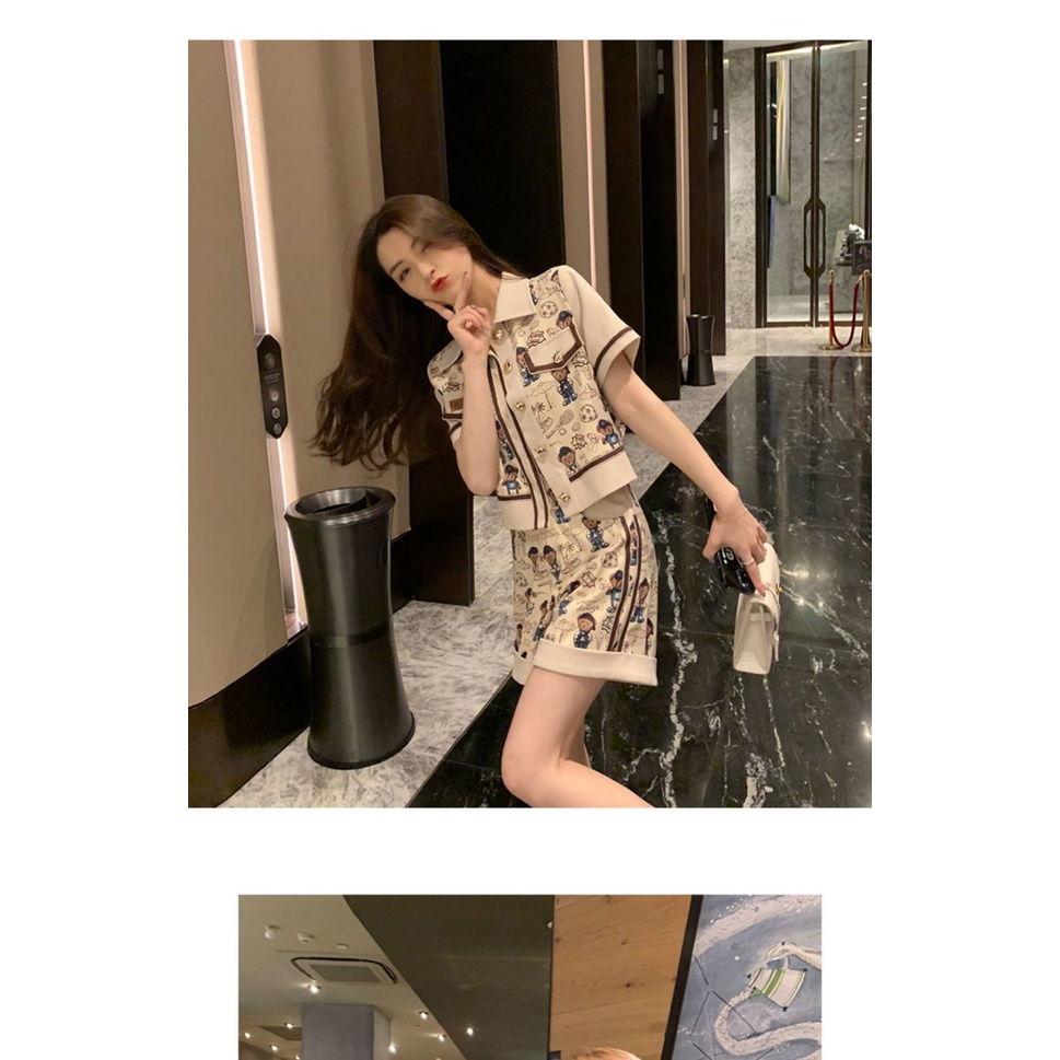 Set đồ 2 món gồm áo sơ mi tay ngắn và quần short thời trang trẻ trung cho nữ