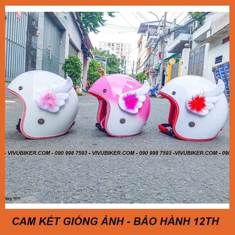 Cánh FungFing Thiên Thần màu hồng gắn nón bảo hiểm 3/4 siêu cute - Cánh Fung Fing Thái Lan gắn nón bảo hiểm - Cánh Cupid