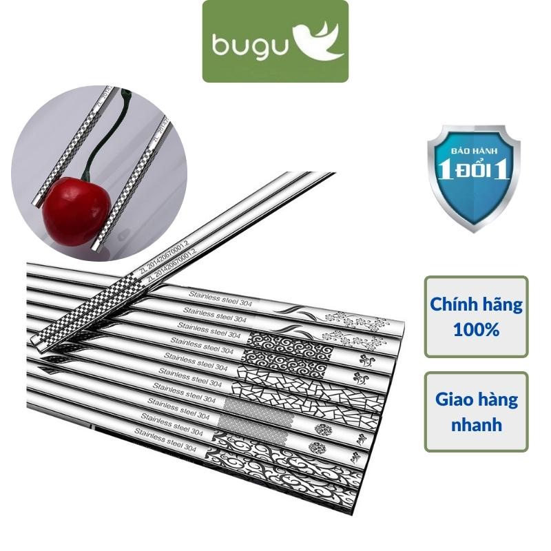 12 Mẫu Đũa Inox 304 Kháng Khuẩn Không Trơn Trượt Hoa Văn Tinh Tế  BUGU SK-P02