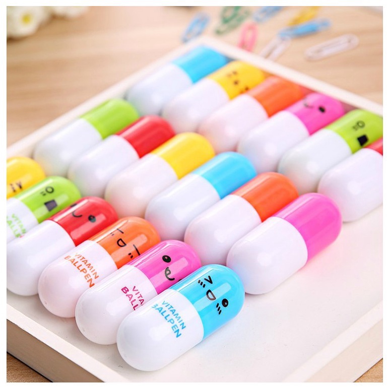 Bút bi mực xanh hình viên thuốc, sỉ lẻ đồng giá BB07