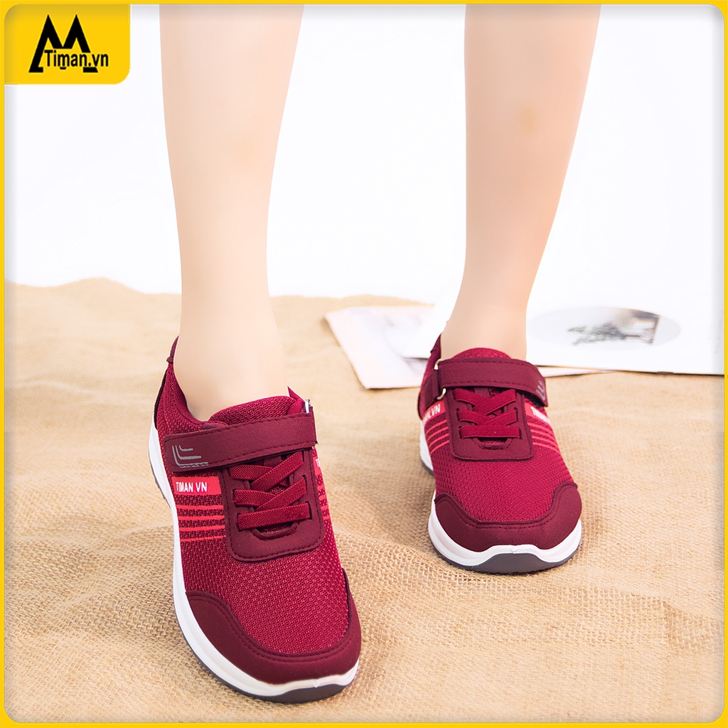 Giày thể thao nữ sneaker độn đế đẹp màu trắng siêu nhẹ chất liệu vải cho trung niên bảo hành 1 năm SZ24 TIMAN