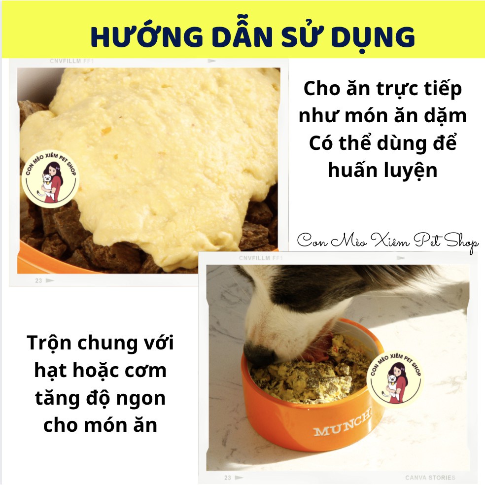 Súp thưởng chó mèo lòng đỏ trứng cút phô mai cà rốt tăng cân mọc lông, snack thú cưng Con Mèo Xiêm