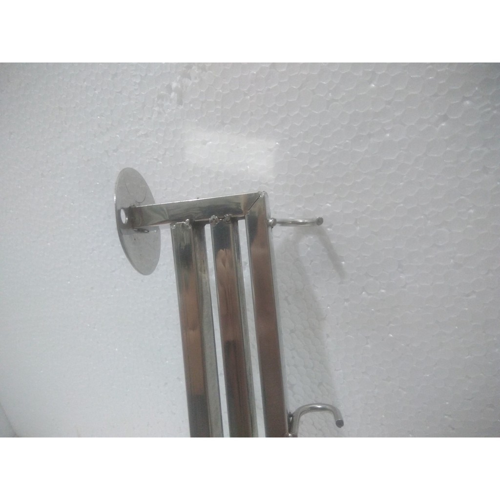 Giá Dắt Dao Inox 304 2 Ngăn Vuông 4 Móc Treo Xoong Nồi Cố Định - MDH053I3